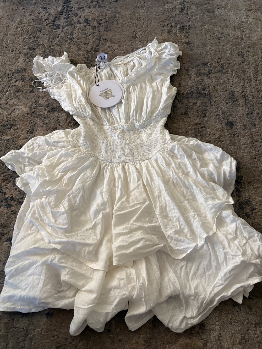 Princess Polly Ivory Ruffled Smocked romper
